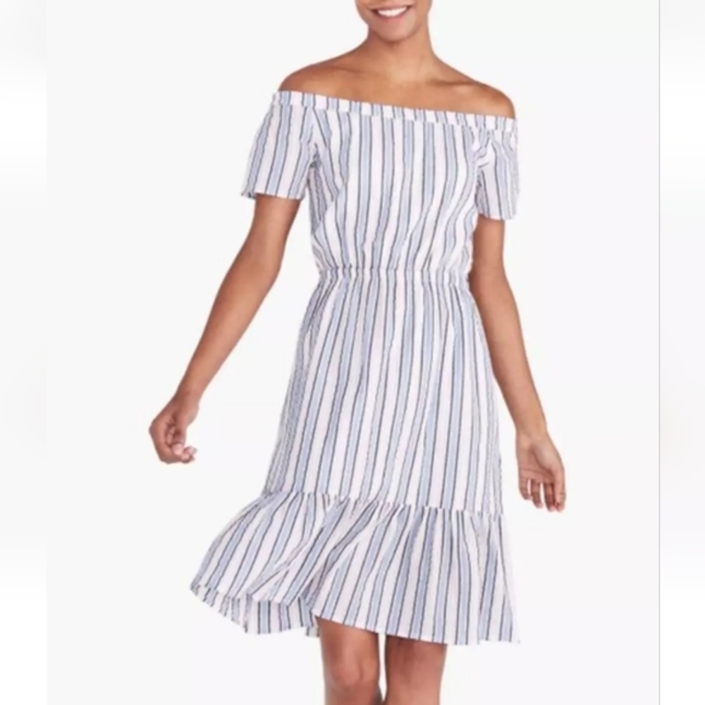 J. Crew Mercantile Off TheShoulder Striped Peasant Dress Size XS NWT - Picture 3 of 16